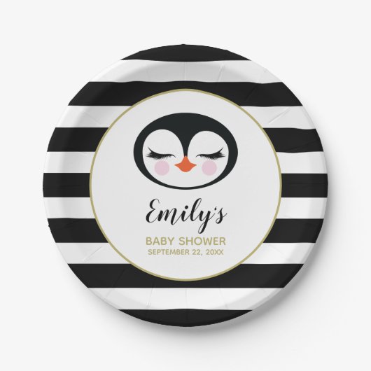 Sweet Pinguin Face Baby Dusche Pappteller (Vorderseite)