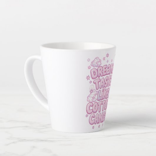Sweet Pink Aesthetic Puffy Font Milchtasse (Linke Ecke)