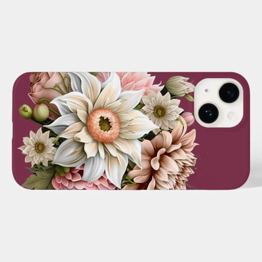 Sweet Pink and Cream Florals iPhone Case (Rückseite (Horizontal))
