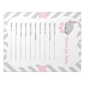 Sweet Pink and Gray Elephant Baby Duwer - Wünsche Notizblock (Vorderseite)