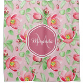 Sweet Pink Apfelblüte mit Monogramm Duschvorhang (Vorderseite)