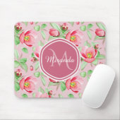 Sweet Pink Apfelblüte mit Monogramm Mousepad (Mit Mouse)