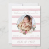 Sweet Pink Baby Girl Birth Photo Announcement (Vorderseite)