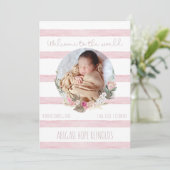 Sweet Pink Baby Girl Birth Photo Announcement (Stehend Vorderseite)