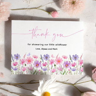 Sweet Pink Baby in Bloom Wildblume Babydusche Dankeskarte