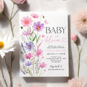 Sweet Pink Baby in Bloom Wildblume Babydusche Einladung