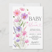 Sweet Pink Baby in Bloom Wildblume Babydusche Einladung (Vorderseite)