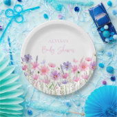 Sweet Pink Baby in Bloom Wildblume Babydusche Pappteller (Party)