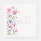 Sweet Pink Baby in Bloom Wildblume Babydusche Serviette (Vorderseite)