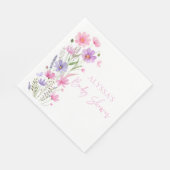 Sweet Pink Baby in Bloom Wildblume Babydusche Serviette (Ecke)