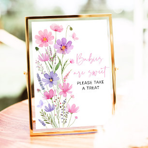 Sweet Pink Baby in Bloom Wildblume Leckereien Unte Poster