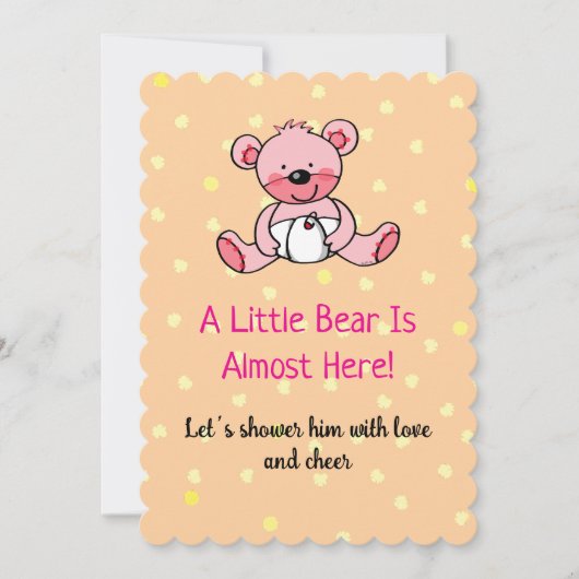 Sweet Pink Bear Baby Dusche Design laden ein Save The Date (Vorderseite)