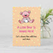 Sweet Pink Bear Baby Dusche Design laden ein Save The Date (Stehend Vorderseite)