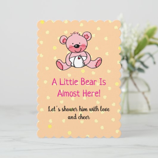 Sweet Pink Bear Baby Dusche Design laden ein Save The Date (Stehend Vorderseite)