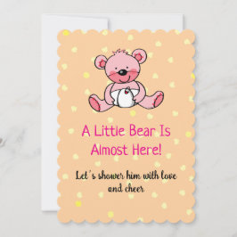 Sweet Pink Bear Baby Dusche Design laden ein Save The Date