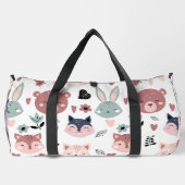 Sweet Pink Bear Fox And Bunny Forest Duffle Bag (Rückseite)