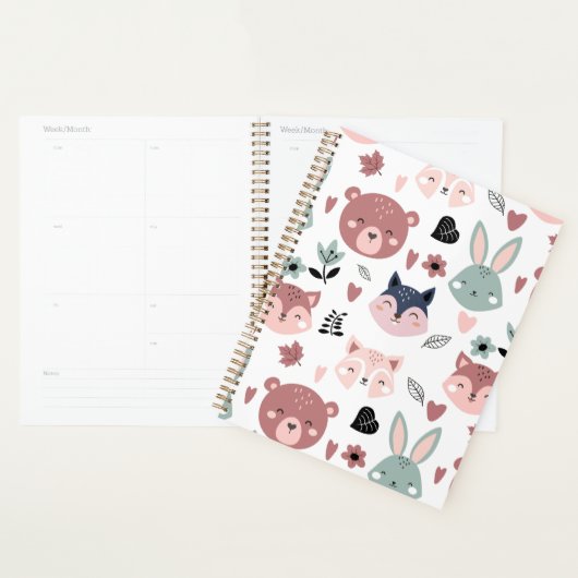 Sweet Pink Bear Fox And Bunny Forest Planer (Anzeige)