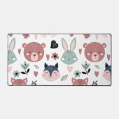Sweet Pink Bear Fox And Bunny Forest Schreibtischunterlage (Vorderseite)