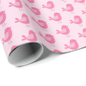 Sweet Pink Bird Baby Dusche Geschenkpapier (Rolleneckpunkt)