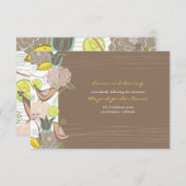 Sweet Pink Birds Floral Garden Wedding Empfang C Begleitkarte (Vorne/Hinten)