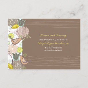 Sweet Pink Birds Floral Garden Wedding Empfang C Begleitkarte