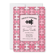 Sweet Pink Black Piece it Together Puzzle Birthday