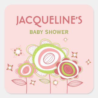Sweet Pink Blooms Blume Babyduschklemme Quadratischer Aufkleber