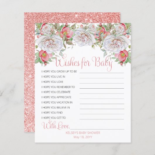 Sweet Pink Blooms Pink Girl Dusche Wünsche für Bab (Vorne/Hinten)