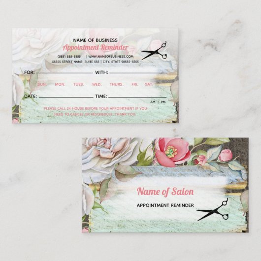 Sweet Pink Blossom Blumenhaar Salon Ernennung Terminkarte (Vorne/Hinten)