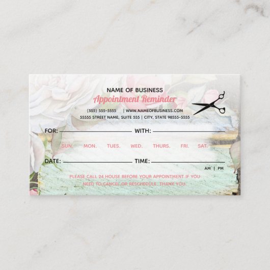 Sweet Pink Blossom Blumenhaar Salon Ernennung Terminkarte (Vorderseite)