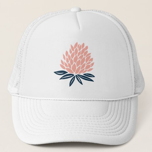Sweet Pink Blue Lotus Blume Art Truckerkappe (Vorderseite)