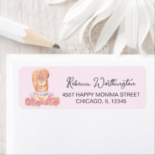 Sweet Pink Boho Squirrel Girl Baby Ankündigung