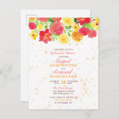 Sweet Pink Botanical Rose Probe Abendessen mit flo Einladungspostkarte (Vorne/Hinten)