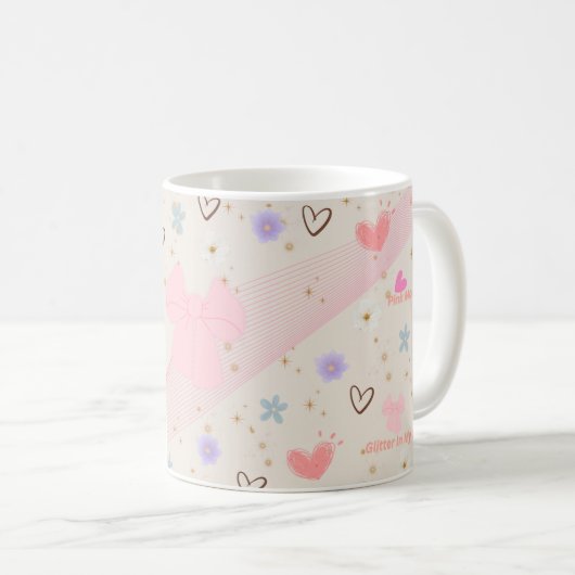 Sweet Pink Bow Aesthetic Mug | Kawaii Cute Pastel  Kaffeetasse (VorderseiteRechts)