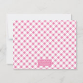 Sweet Pink Bow and Gingham Note Card Mitteilungskarte (Rückseite)