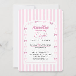 Sweet Pink Bow Coquette 8th Birthday Party Einladung