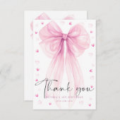 Sweet Pink Bow First Birthday Thank You Card Dankeskarte (Vorne/Hinten)