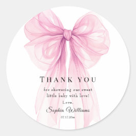 Sweet Pink Bow Party Stickers - Watercolor Ribbon