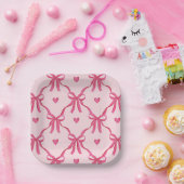 Sweet Pink Bows Paper Plate Pappteller (Party)
