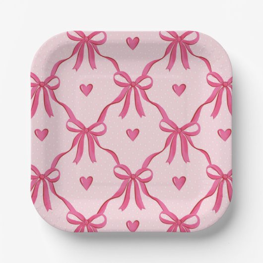 Sweet Pink Bows Paper Plate Pappteller (Vorderseite)