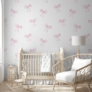 Sweet Pink Bows Watercolor Baby Girl Kinderzimmer Tapete