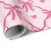 Sweet Pink Bows Wrapping Paper Geschenkpapier (Rolleneckpunkt)