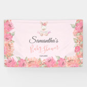 Sweet Pink Bunny Boho Watercolor Girl Babydusche Banner (Horizontal)
