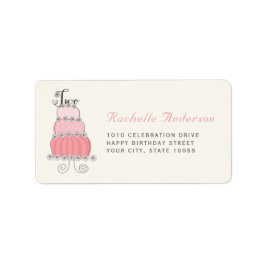 Sweet Pink Cake Two Girl Party Labels Adressaufkleber