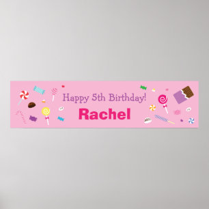 Sweet Pink, Candy Birthday Party Poster