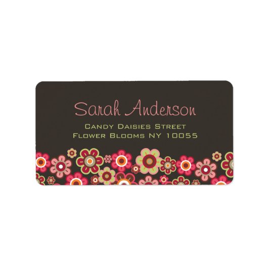 Sweet Pink Candy Daisies Blume Girly Pattern Fun Adressaufkleber (Vorne)