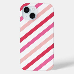 Sweet Pink Candy Stripes Muster Valentinstag iPhone 15 Hülle