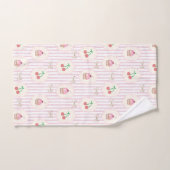 Sweet Pink Cherries Cupcakes Striptes Retro-Kunstw Badhandtuch Set (Handtuch)