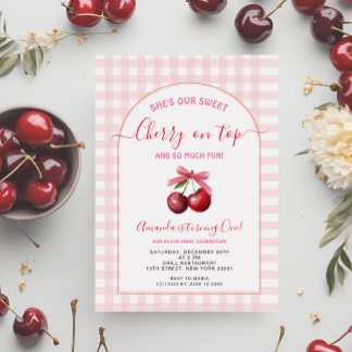 Sweet Pink Cherry am ersten Geburtstag Einladung