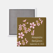 Sweet Pink Cherry Blossom Wedding Magnet Gefallen (Vorderseite/Rückseite)